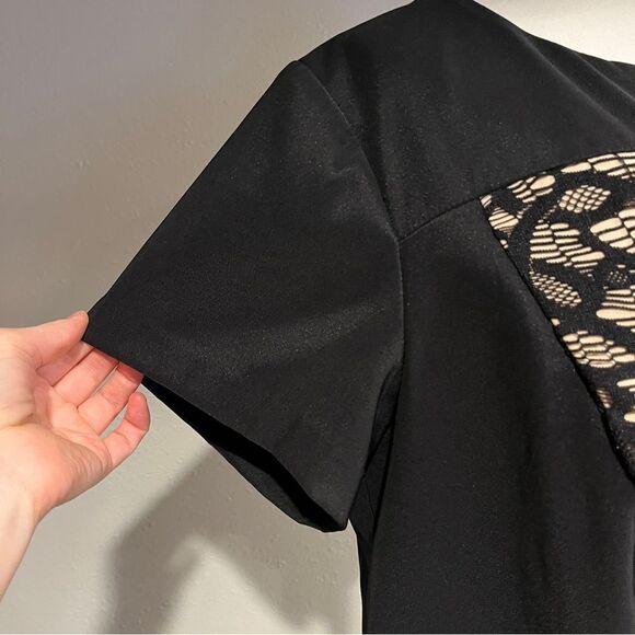 DressBarn short sleeves formal black dress with lace details size 14 - Picture 4 of 14